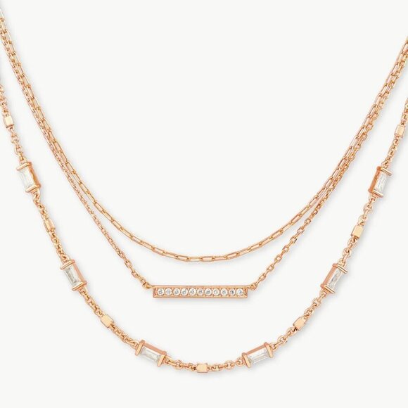 Kendra Scott Rose Gold Addison Triple Strand Necklace - Picture 1 of 8